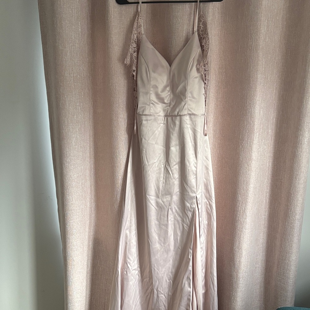 Sequin Hearts Blush Maxi Dress with Lace Accents